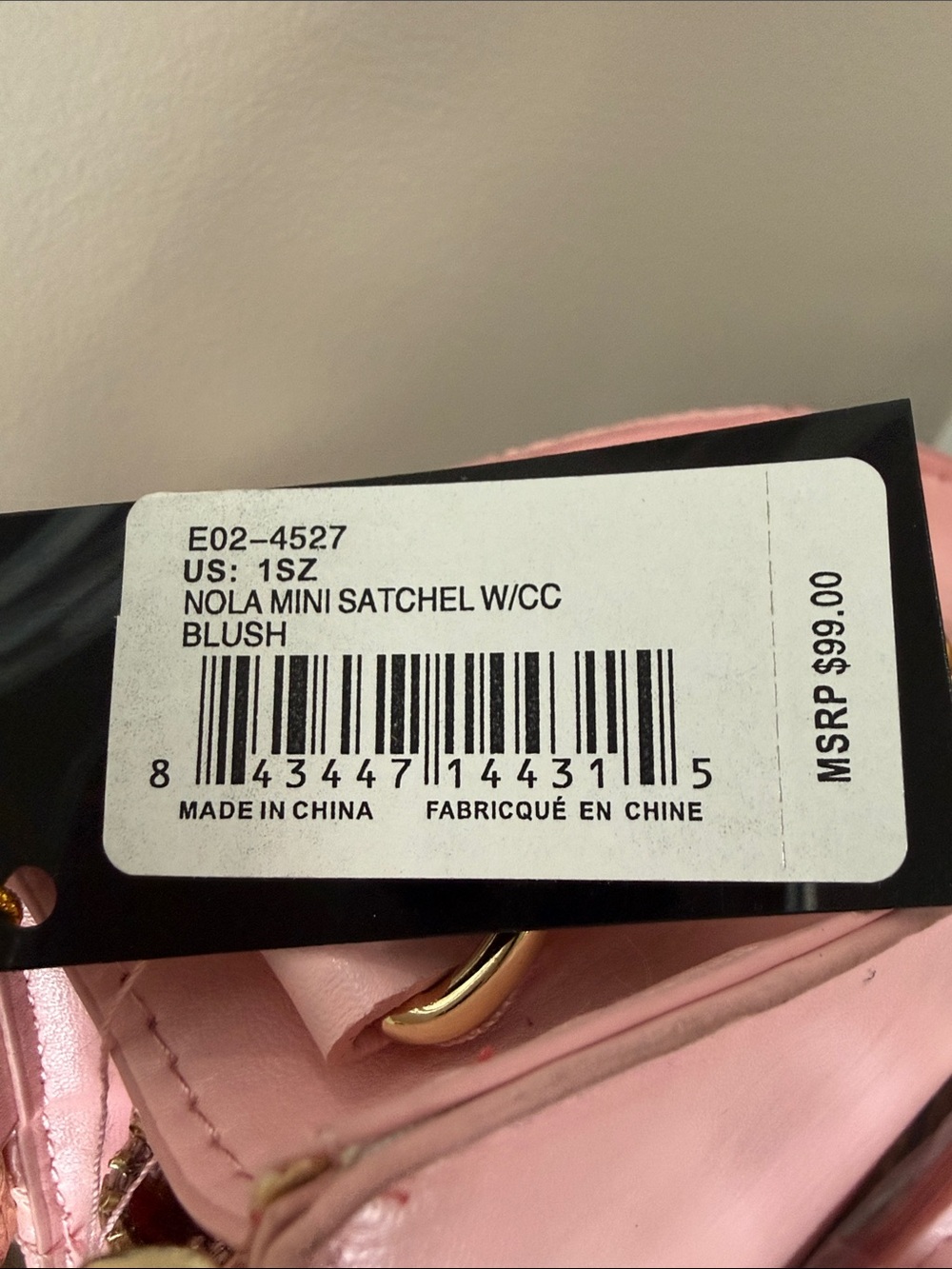 bebe Nola Pink Textured Mini Satchel with Gold Hardware NWT - Picture 4 of 4